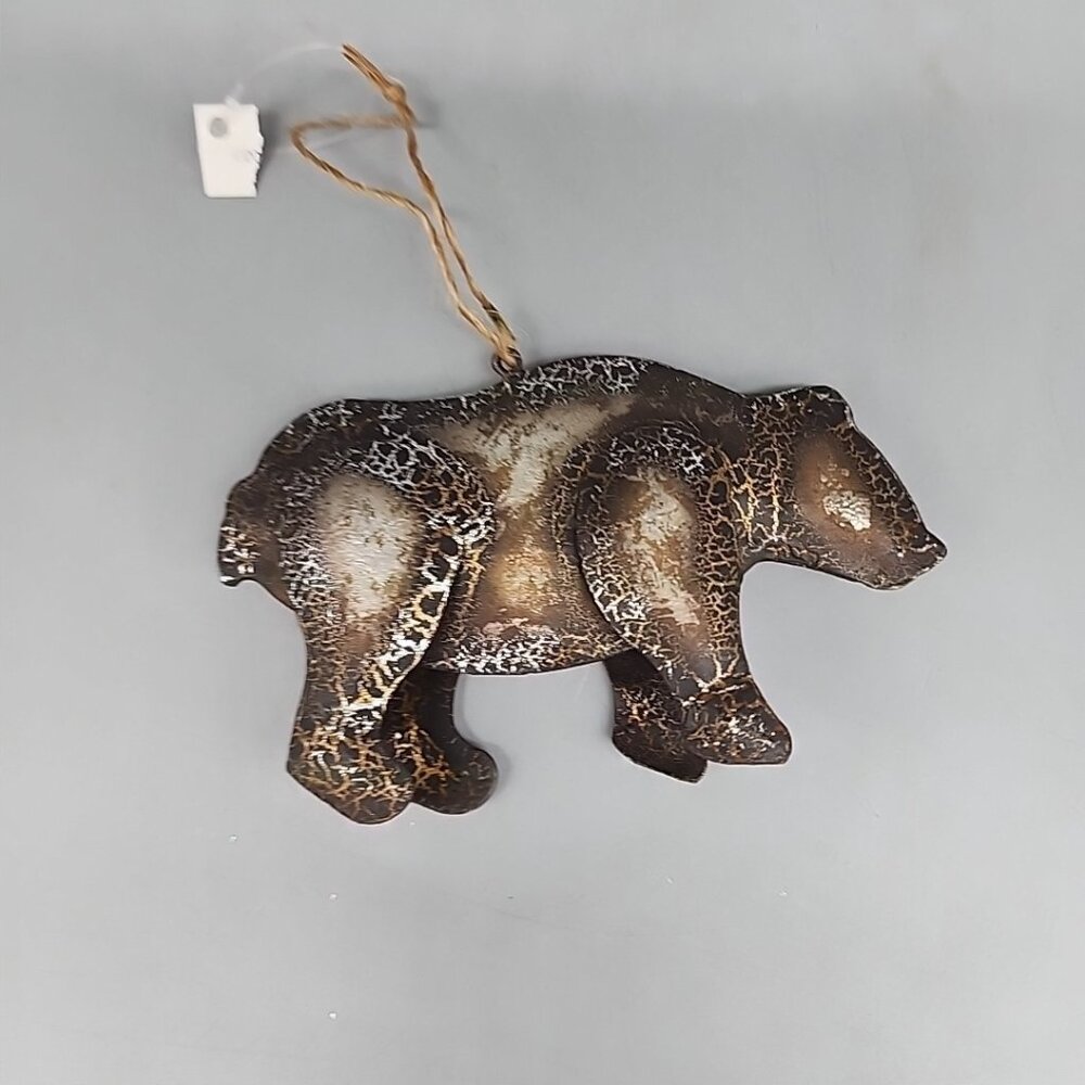 NWT Midwest Gift Metal Bear Christmas Ornament Cabin Woodland Farmhouse